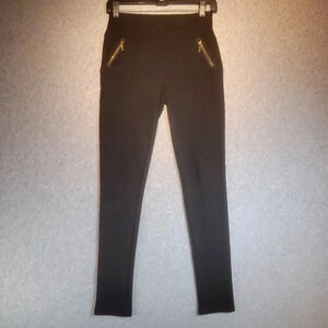 Shosho NWOT  Women's Black Stretch Pants Gold Zipper Pockets Size Small